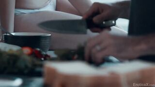 Cute couple sensual fuck in the kitchen – EroticaX